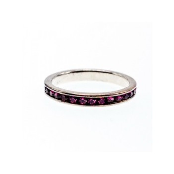 925 Sterling Silver Purple CZ Band Ring Size 8.5