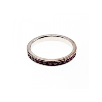 925 Sterling Silver Purple CZ Band Ring Size 8.5