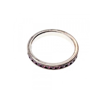 925 Sterling Silver Purple CZ Band Ring Size 8.5