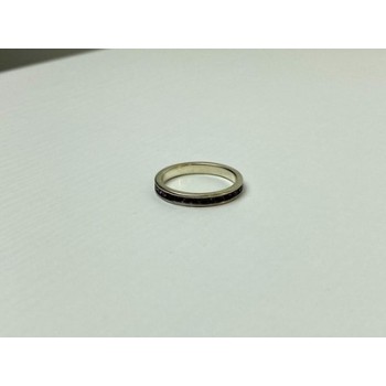 925 Sterling Silver Purple CZ Band Ring Size 8.5