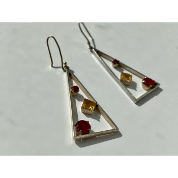 925 Sterling Silver Hessonite & Heliodor Earrings