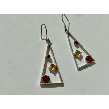 925 Sterling Silver Hessonite & Heliodor Earrings