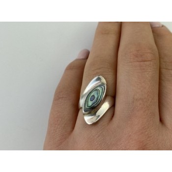 925 Sterling Silver Haliotis Ring Size 6.5