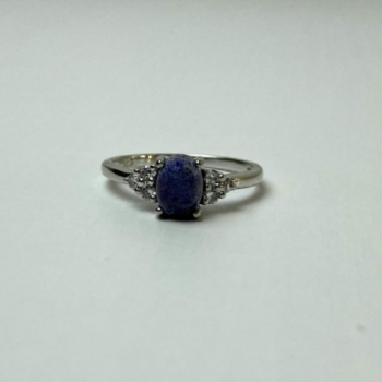 925 Sterling Silver Sodalite & Goshenite Ring Size 6.5