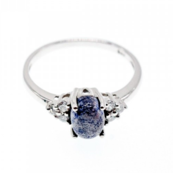 925 Sterling Silver Sodalite & Goshenite Ring Size 6.5