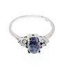 925 Sterling Silver Sodalite & Goshenite Ring Size 6.5