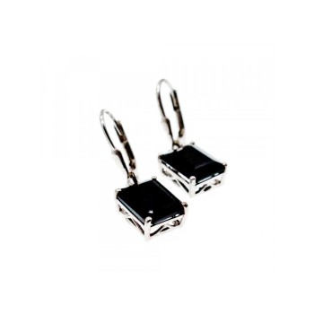 925 Sterling Silver Black Agate Earrings