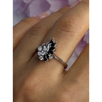 925 Sterling Silver Dark Blue & White Sapphire Ring Size 9 ; 7 ; 6.5