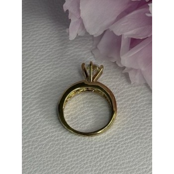 925 Sterling Silver Gold Plated CZ Ring Size 7