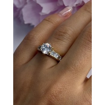 925 Sterling Silver Gold Plated CZ Ring Size 7