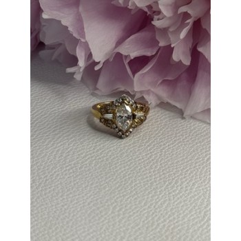 925 Sterling Silver Gold Plated CZ Ring Size 5