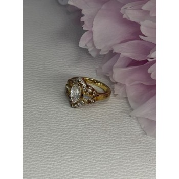 925 Sterling Silver Gold Plated CZ Ring Size 5