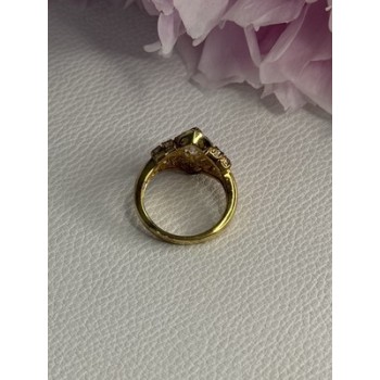 925 Sterling Silver Gold Plated CZ Ring Size 5