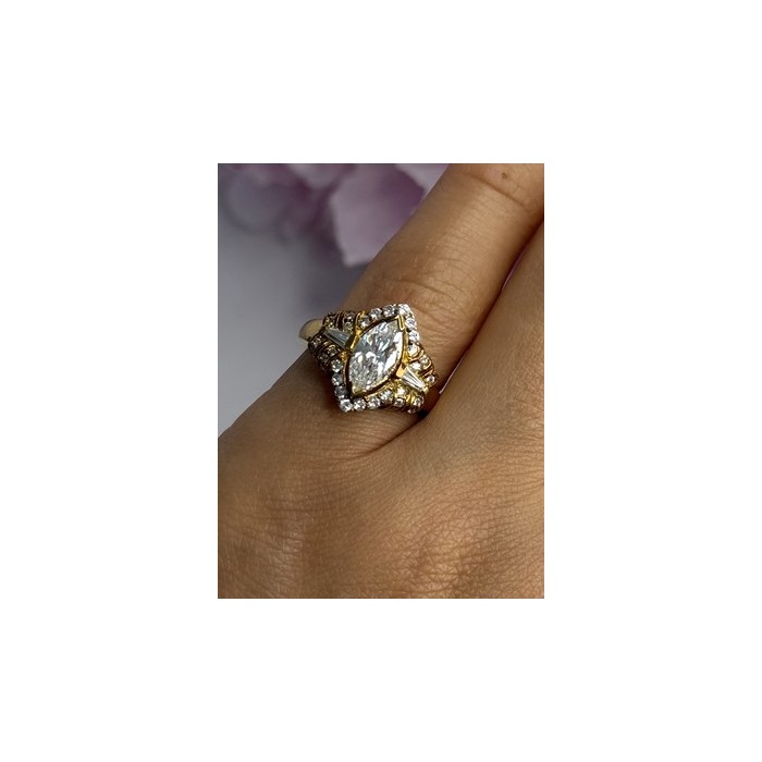 925 Sterling Silver Gold Plated CZ Ring Size 5