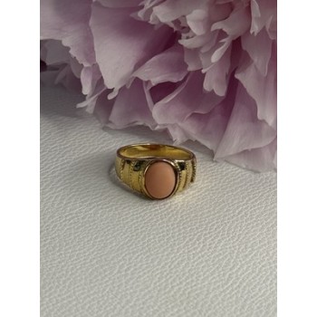 925 Sterling Silver Gold Plated Coral Ring Size 9
