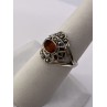 925 Sterling Silver Amber & Marcasite Ring Size 7