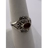 925 Sterling Silver Amber & Marcasite Ring Size 7