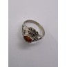 925 Sterling Silver Amber & Marcasite Ring Size 7