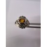 925 Sterling Silver Amber & Marcasite Ring Size 7