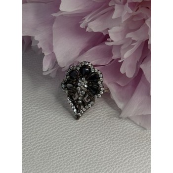 925 Sterling Silver Sapphire & CZ Ring Size 7.5