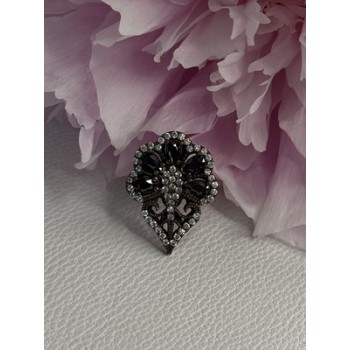 925 Sterling Silver Sapphire & CZ Ring Size 7.5