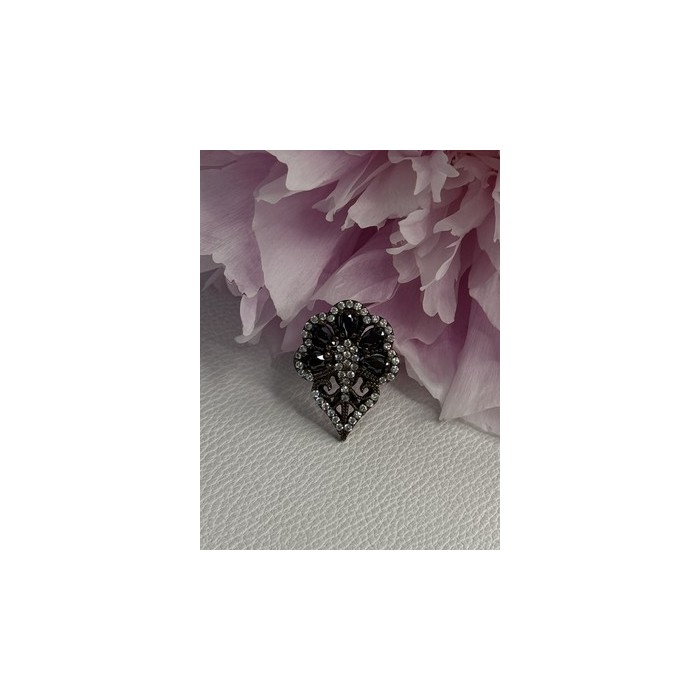 925 Sterling Silver Sapphire & CZ Ring Size 7.5