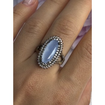 925 Sterling Silver Crystal & CZ Ring Size 9