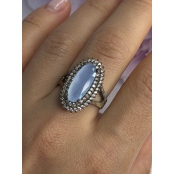 925 Sterling Silver Crystal & CZ Ring Size 9