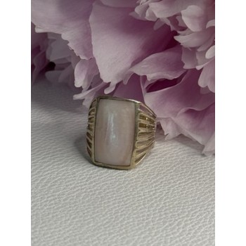 925 Sterling Silver Pink Abalone Ring Size 7.5