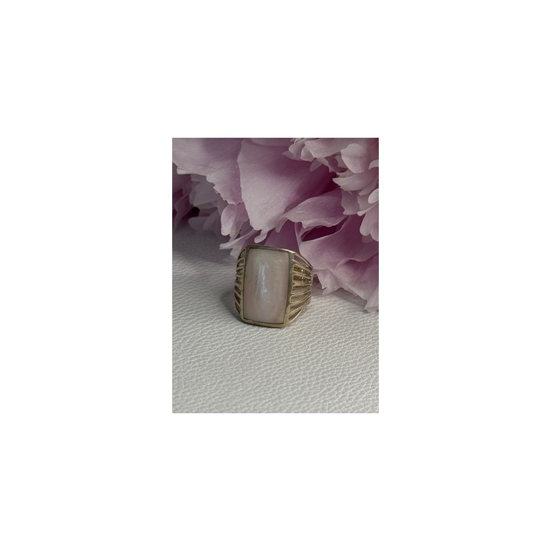 925 Sterling Silver Pink Abalone Ring Size 7.5