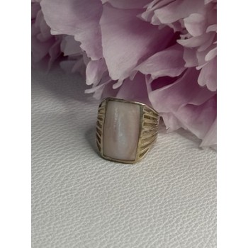 925 Sterling Silver Pink Abalone Ring Size 7.5