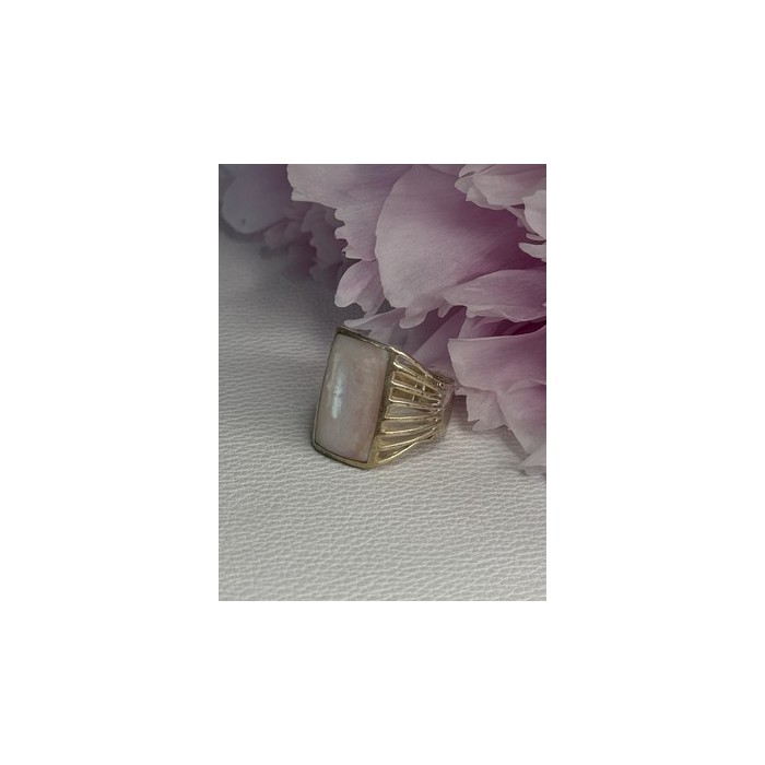 925 Sterling Silver Pink Abalone Ring Size 7.5