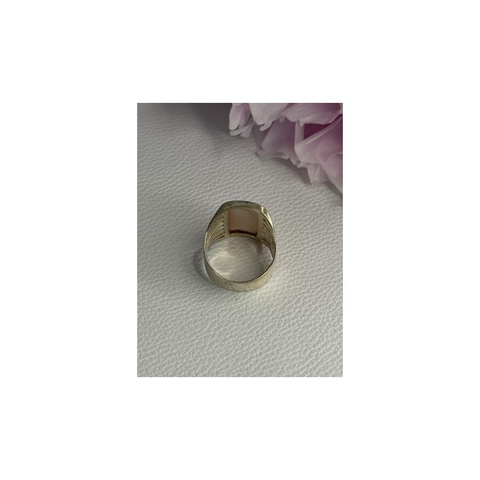 925 Sterling Silver Pink Abalone Ring Size 7.5