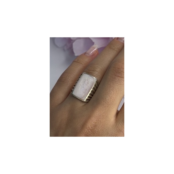 925 Sterling Silver Pink Abalone Ring Size 7.5