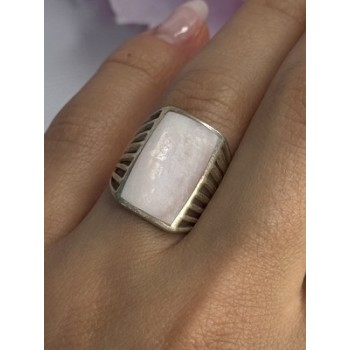 925 Sterling Silver Pink Abalone Ring Size 7.5