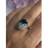 925 Sterling Silver Blue Crystal & CZ Ring Size 8
