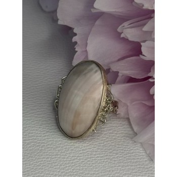 Vintage 925 Sterling Silver Rink Abalone Ring Size 6.5