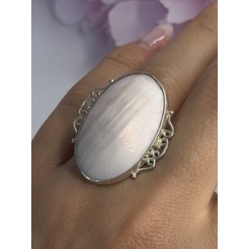 Vintage 925 Sterling Silver Rink Abalone Ring Size 6.5