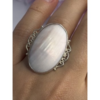 Vintage 925 Sterling Silver Rink Abalone Ring Size 6.5