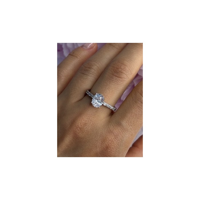 Shiny 925 Sterling Silver CZ Ring Size 10