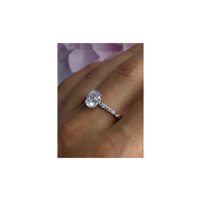 Shiny 925 Sterling Silver CZ Ring Size 10