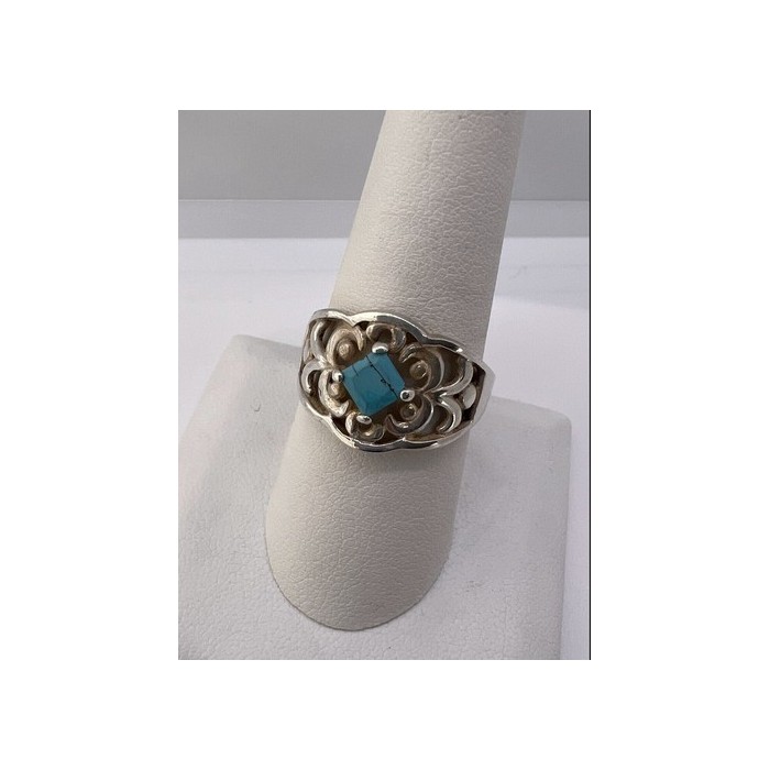 925 Sterling Silver Turquoise Ring Size 8.5