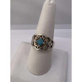 925 Sterling Silver Turquoise Ring Size 8.5