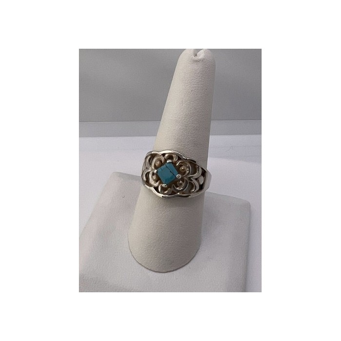 925 Sterling Silver Turquoise Ring Size 8.5