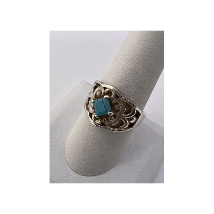 925 Sterling Silver Turquoise Ring Size 8.5