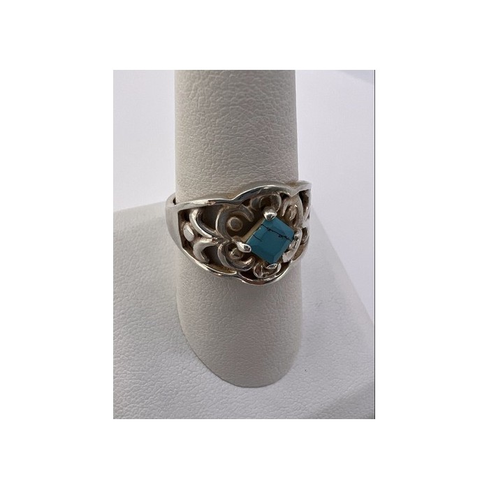 925 Sterling Silver Turquoise Ring Size 8.5