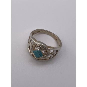 925 Sterling Silver Turquoise Ring Size 8.5