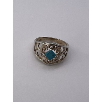 925 Sterling Silver Turquoise Ring Size 8.5