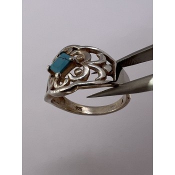 925 Sterling Silver Turquoise Ring Size 8.5