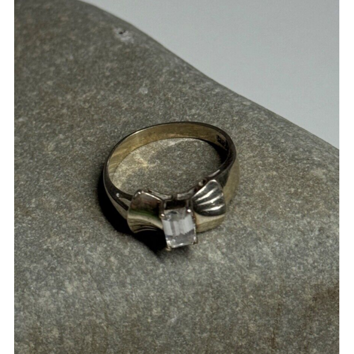 925 Sterling Silver Beryl Bow Ring Size 6